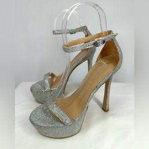Stuart Weitzman | SOLD OUT 6 Nudistcurve Silver Glitter‎ Platform Stiletto Heels